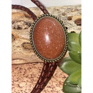 BRONZE Fall copper Gold STARLITE stone Wedding Groom Western Southwest Bolo tie